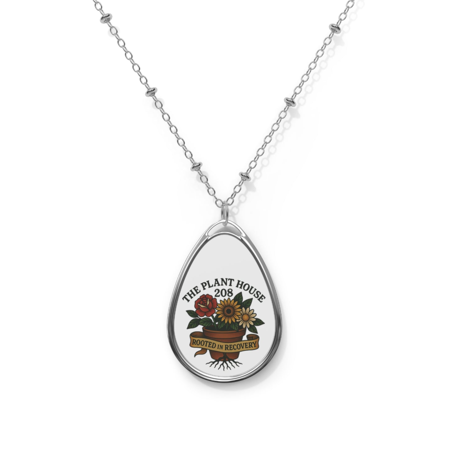 Rooted in Recovery Oval Necklace | Meaningful Jewelry | Inspirational Gift | Recovery Support | Healing Accessory | Gift for Friend