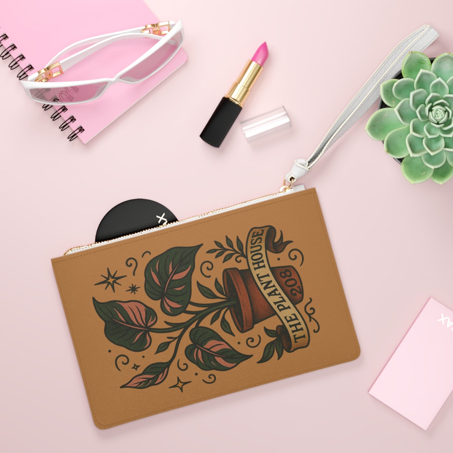 The Plant House 208 Pink Variegation Clutch Bag
