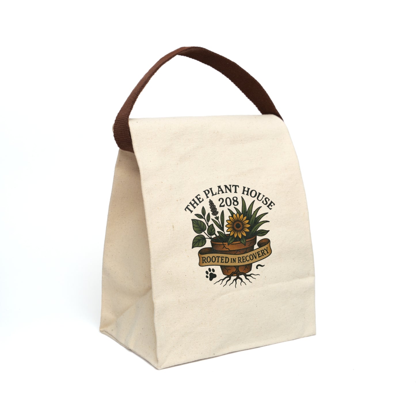 Eco-Friendly Canvas Lunch Bag, Personalized Lunch Tote, Reusable Lunch Bag, Plant Lover Gift, Stylish Food Carrier