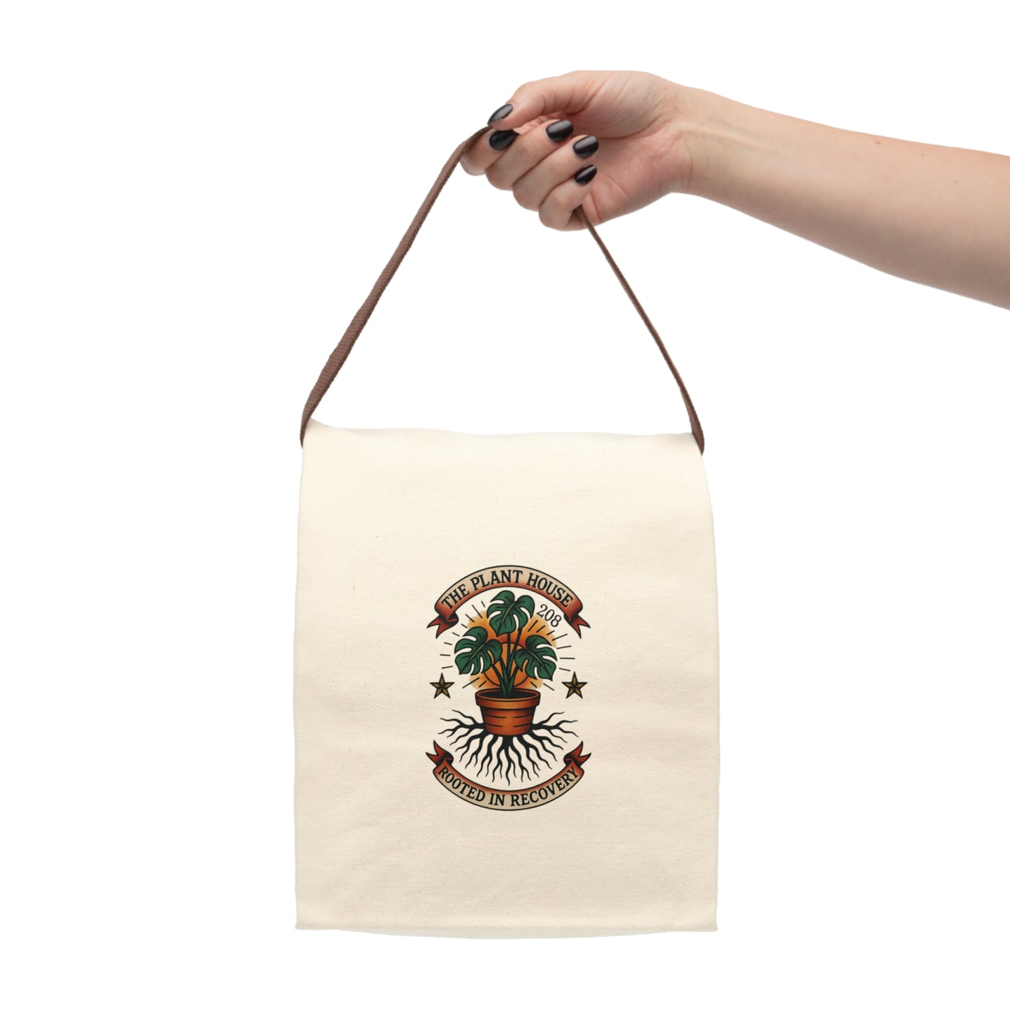 Eco-Friendly Canvas Lunch Bag, Personalized Lunch Tote, Reusable Lunch Bag, Plant Lover Gift, Stylish Food Carrier