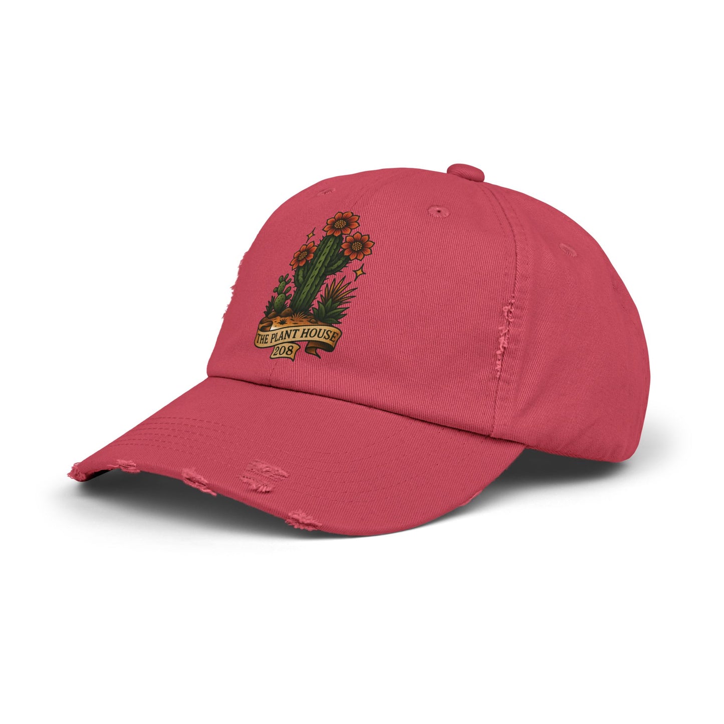 The Plant House 208 Distressed Cap with Cacti Design