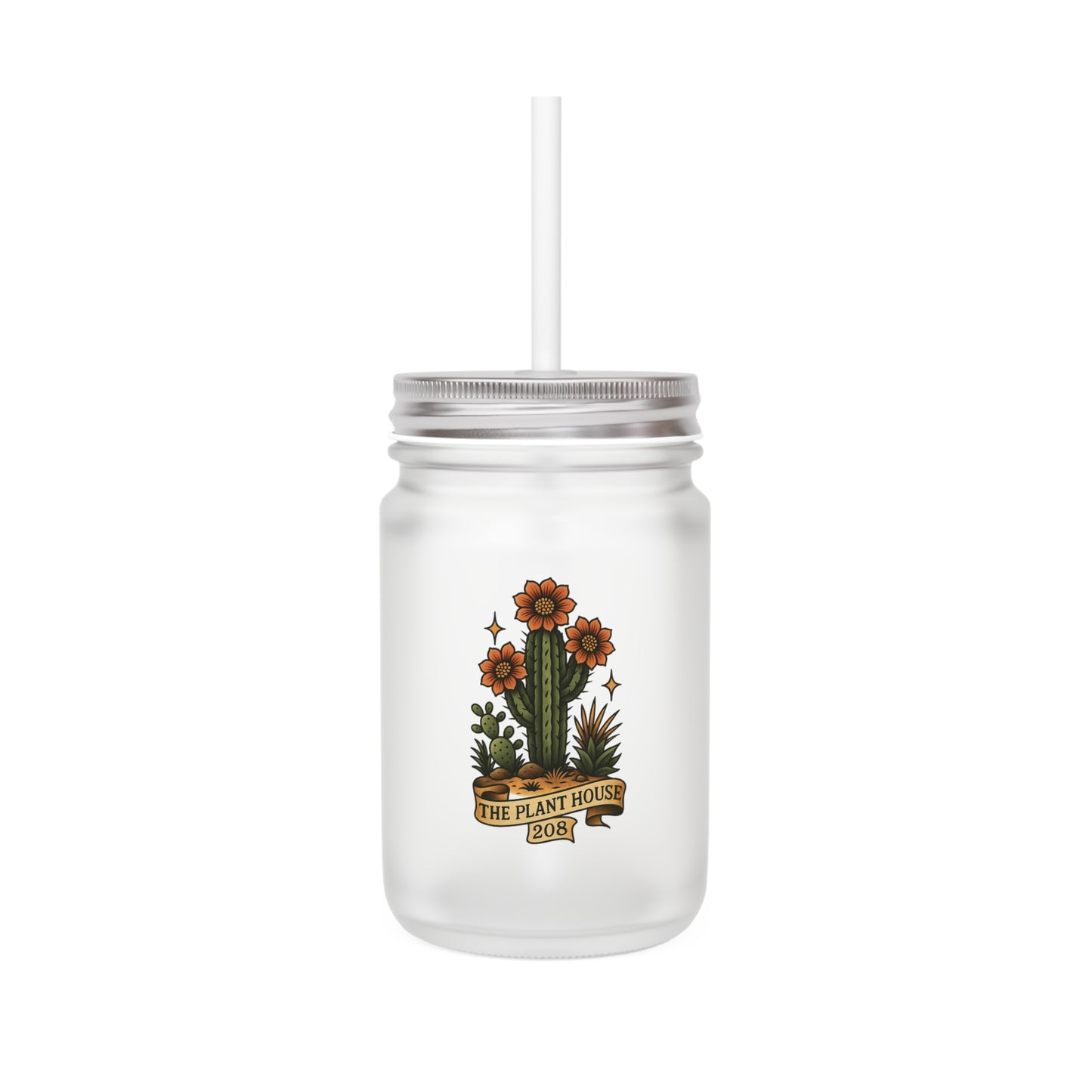 Cactus-The Plant House 208 Mason Jar with Straw