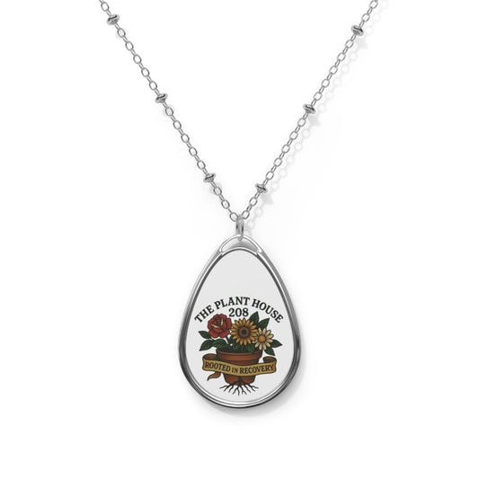 Rooted in Recovery Oval Necklace | Meaningful Jewelry | Inspirational Gift | Recovery Support | Healing Accessory | Gift for Friend