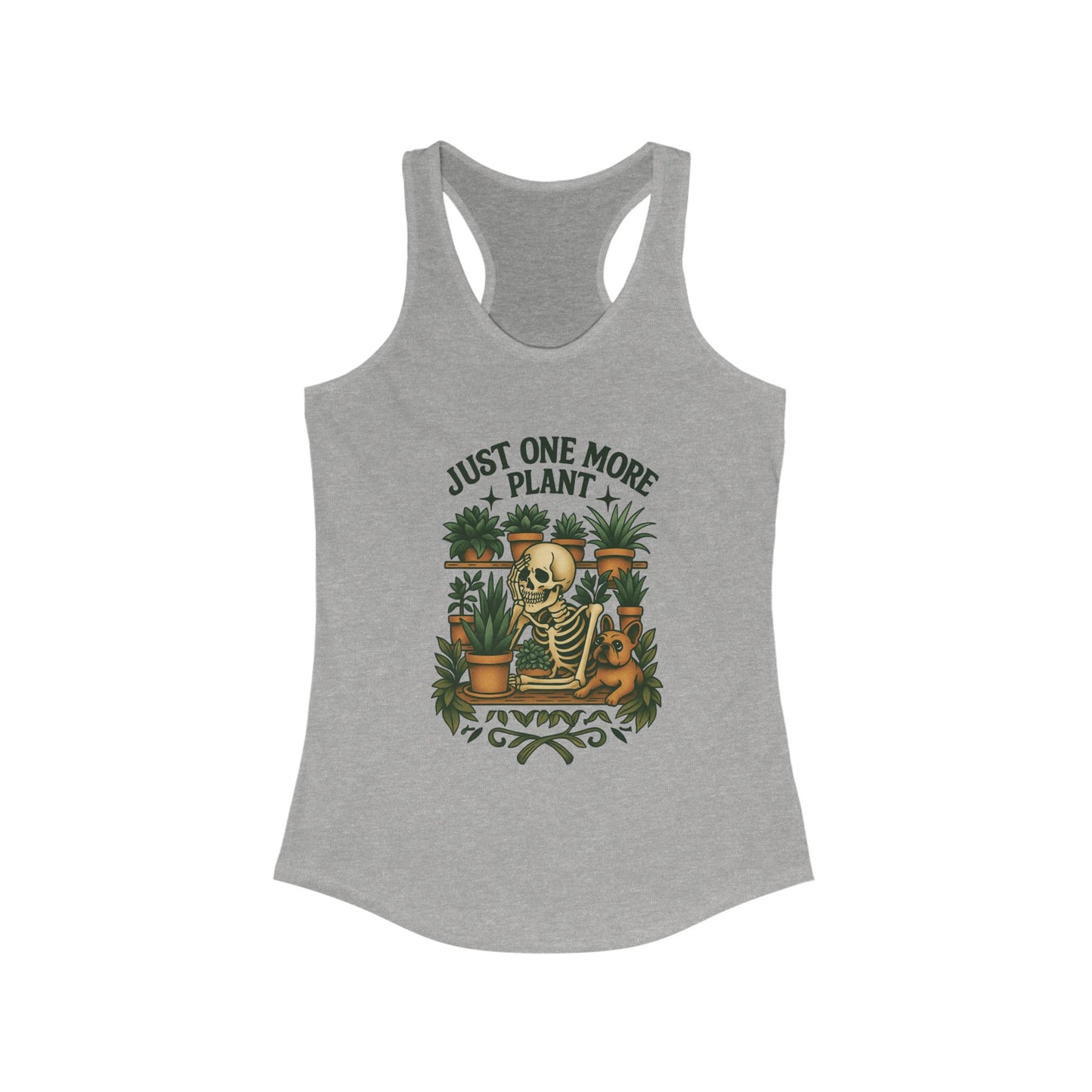 Just One More Plant Racerback Tank Top, Women's Fitness Top, Wellness Apparel, Motivational Workout Tank, Recovery Awareness Clothing