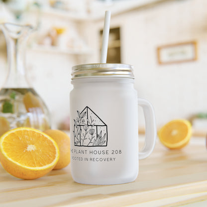 The Plant House 208 Logo Mason Jar with Straw