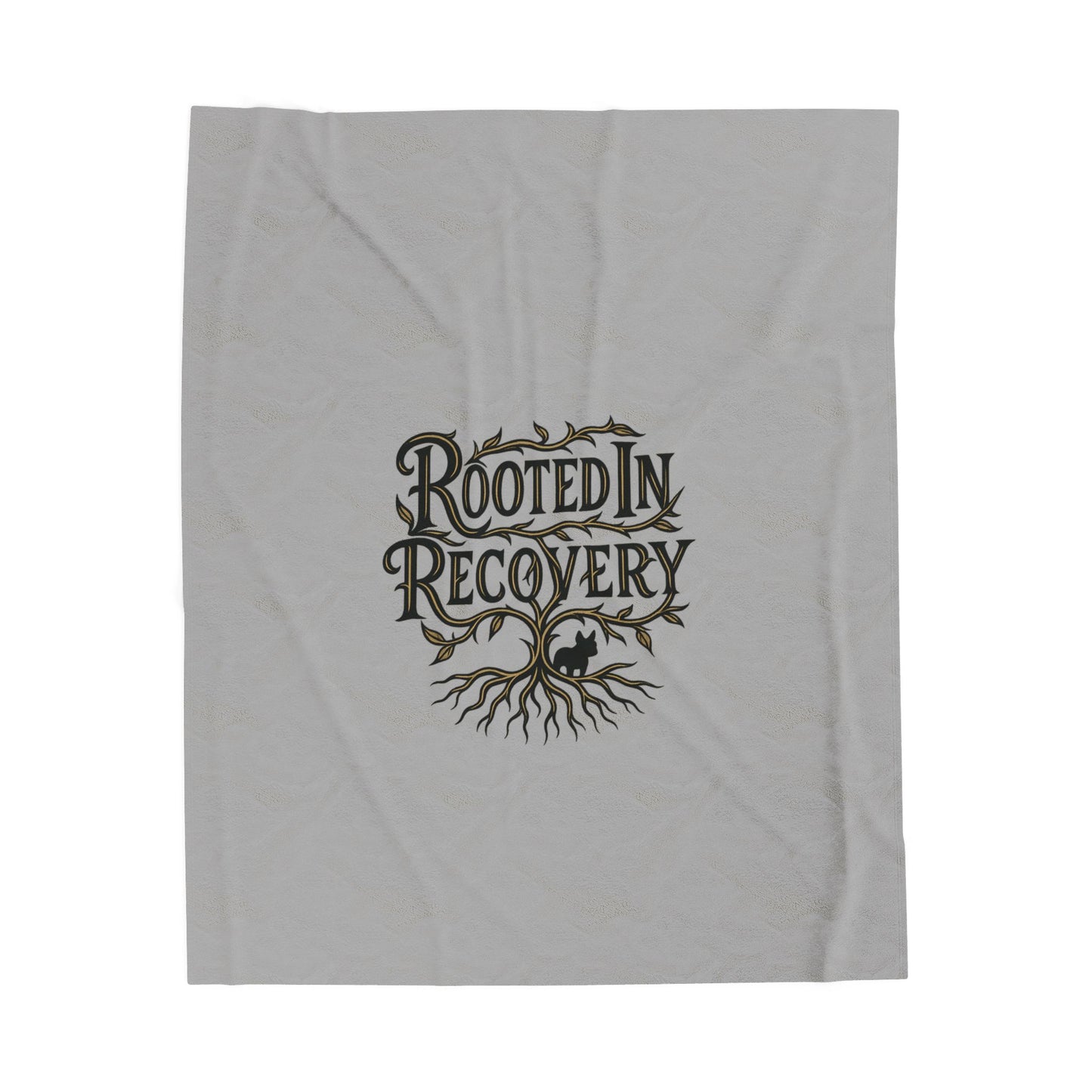 Rooted in Recovery Velveteen Plush Blanket, Cozy Throw for Mindfulness, Self-Care Gift, Recovery Decor, Home Comfort
