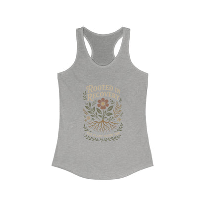 Rooted in Recovery Racerback Tank Top, Women's Fitness Top, Wellness Apparel, Motivational Workout Tank, Recovery Awareness Clothing