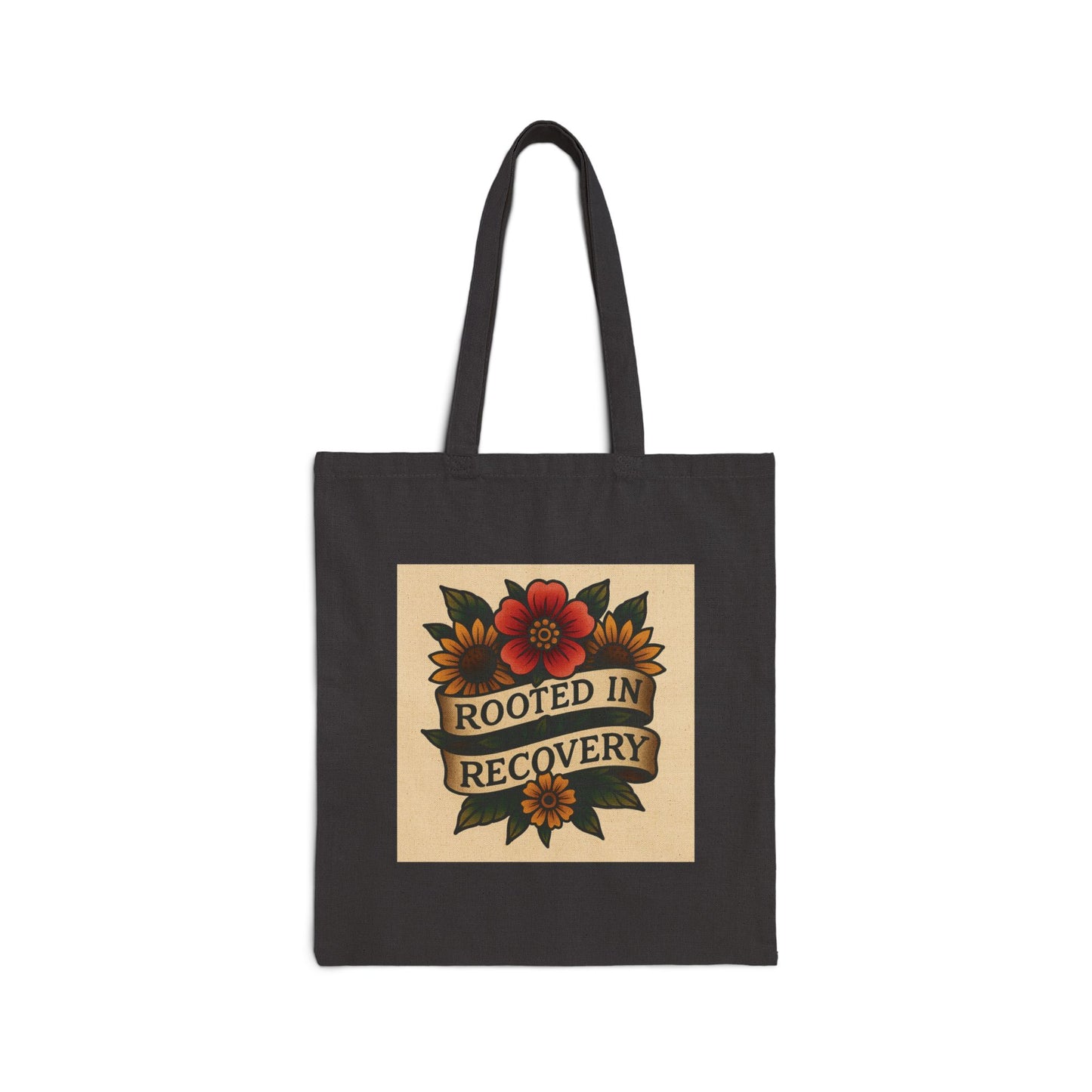 Rooted in Recovery Tote Bag, Inspirational Gift, Eco-Friendly Shopping Bag, Mental Health Awareness, Self-Care Accessory