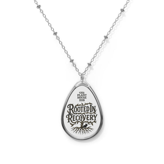 Rooted in Recovery Oval Necklace | Meaningful Jewelry | Inspirational Gift | Recovery Support | Healing Accessory | Gift for Friend