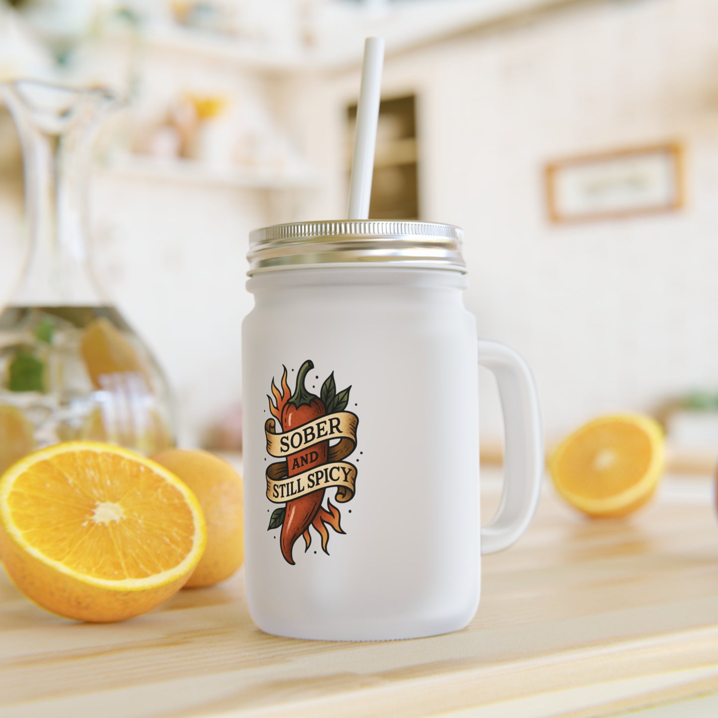 Sober & Still Spicy Mug - The Plant House 208 Mason Jar with Straw