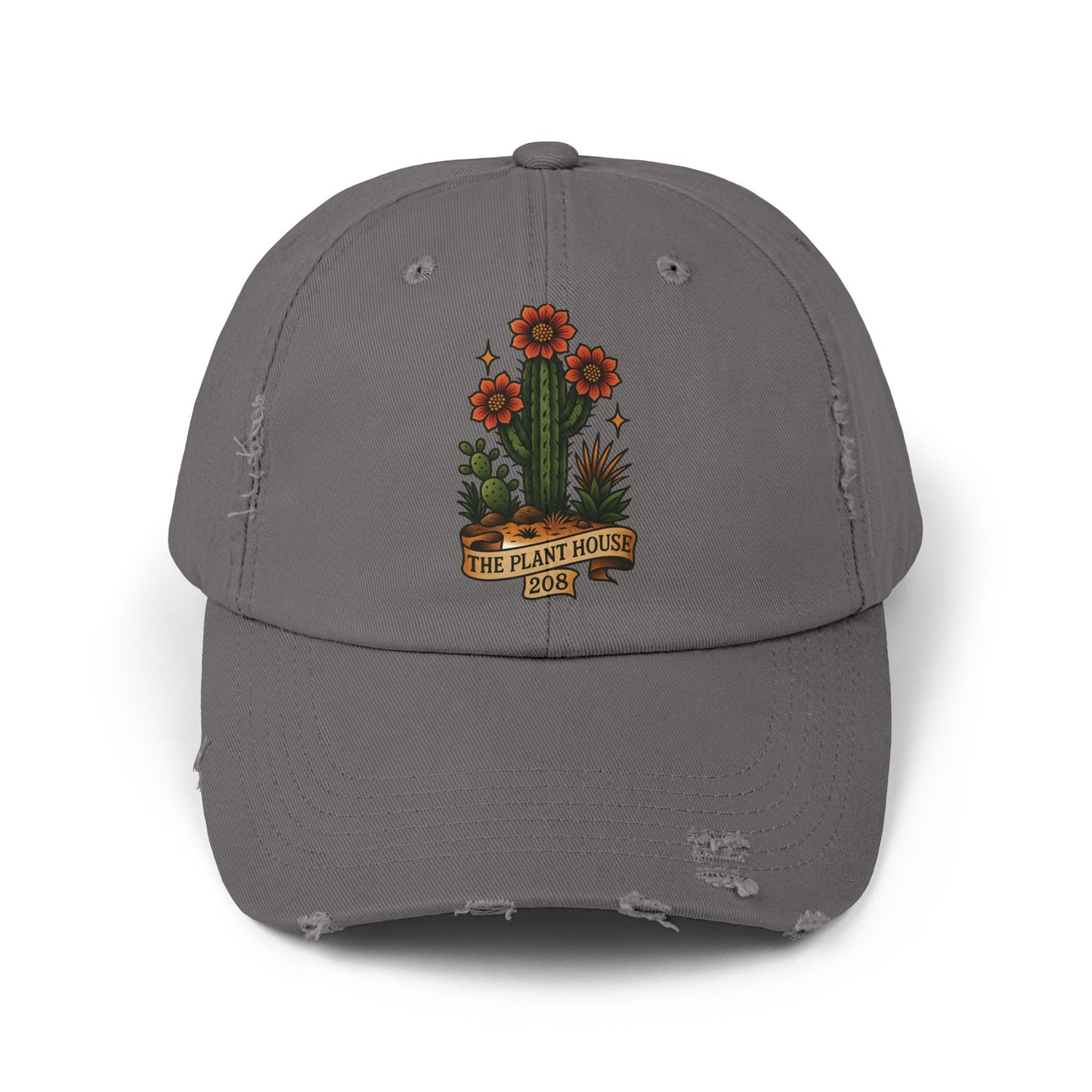 The Plant House 208  Distressed Cap with Cacti Design