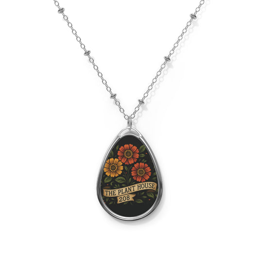 The Plant House 208 Floral Oval Necklace | Meaningful Jewelry | Inspirational Gift | Recovery Support | Healing Accessory | Gift for Friend