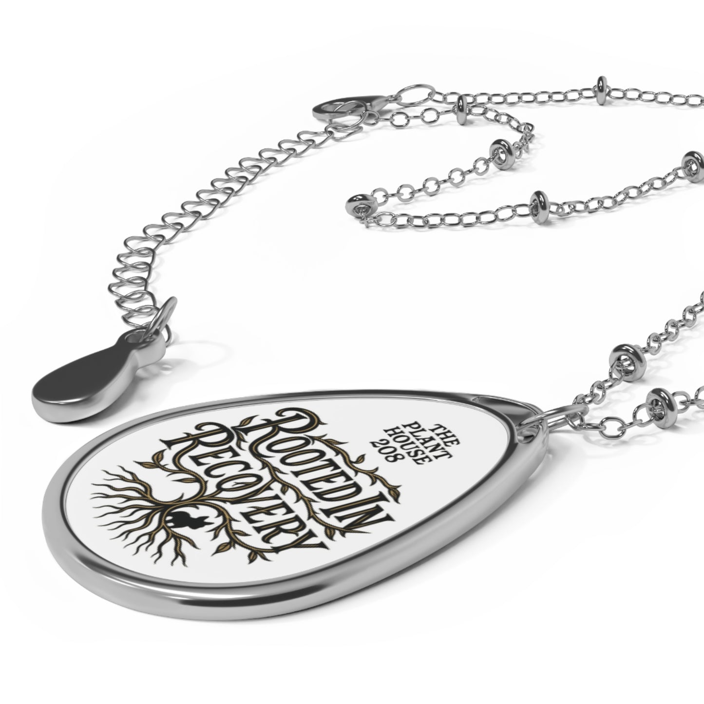 Rooted in Recovery Oval Necklace | Meaningful Jewelry | Inspirational Gift | Recovery Support | Healing Accessory | Gift for Friend