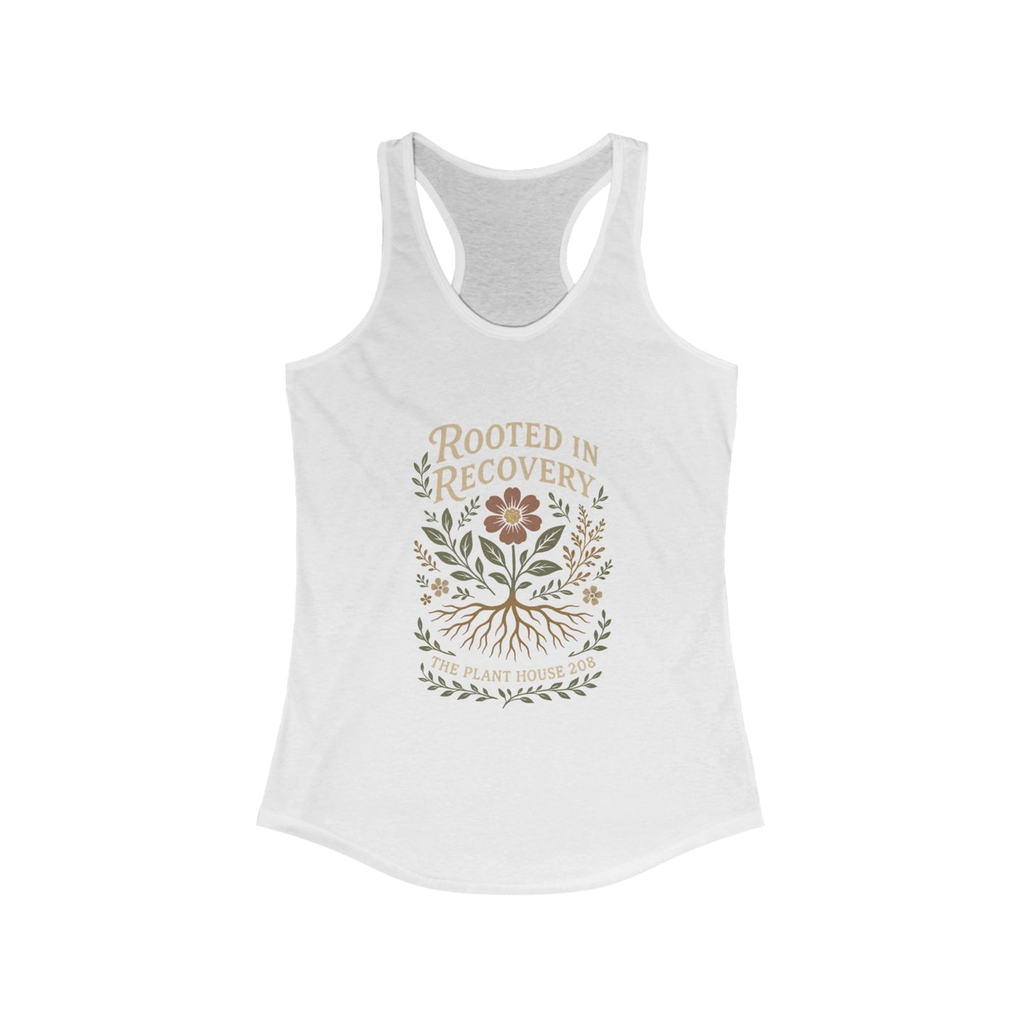 Rooted in Recovery Racerback Tank Top, Women's Fitness Top, Wellness Apparel, Motivational Workout Tank, Recovery Awareness Clothing