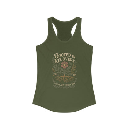 Rooted in Recovery Racerback Tank Top, Women's Fitness Top, Wellness Apparel, Motivational Workout Tank, Recovery Awareness Clothing