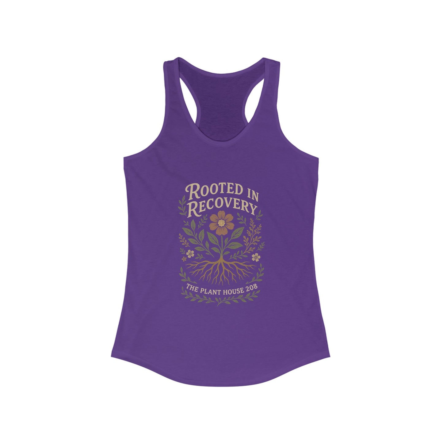 Rooted in Recovery Racerback Tank Top, Women's Fitness Top, Wellness Apparel, Motivational Workout Tank, Recovery Awareness Clothing