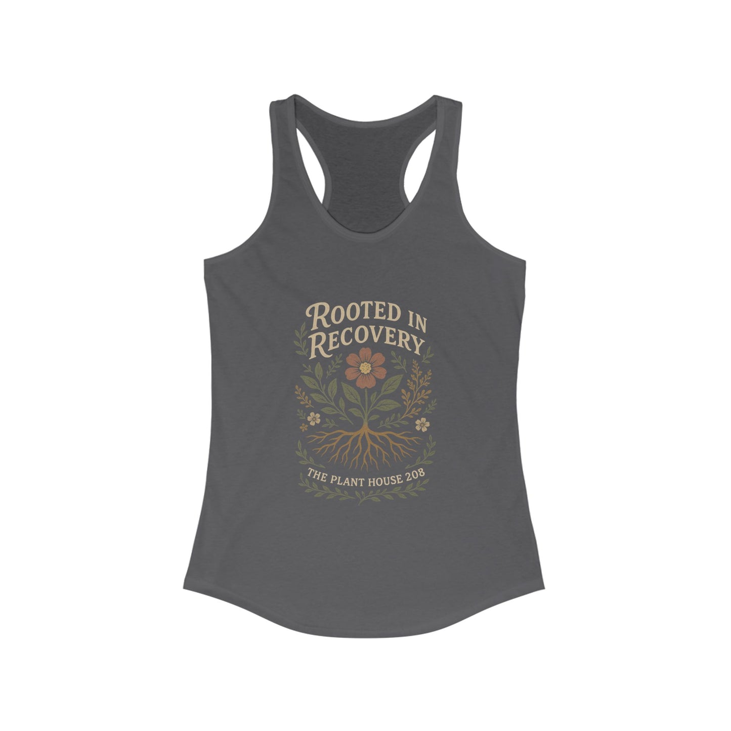 Rooted in Recovery Racerback Tank Top, Women's Fitness Top, Wellness Apparel, Motivational Workout Tank, Recovery Awareness Clothing
