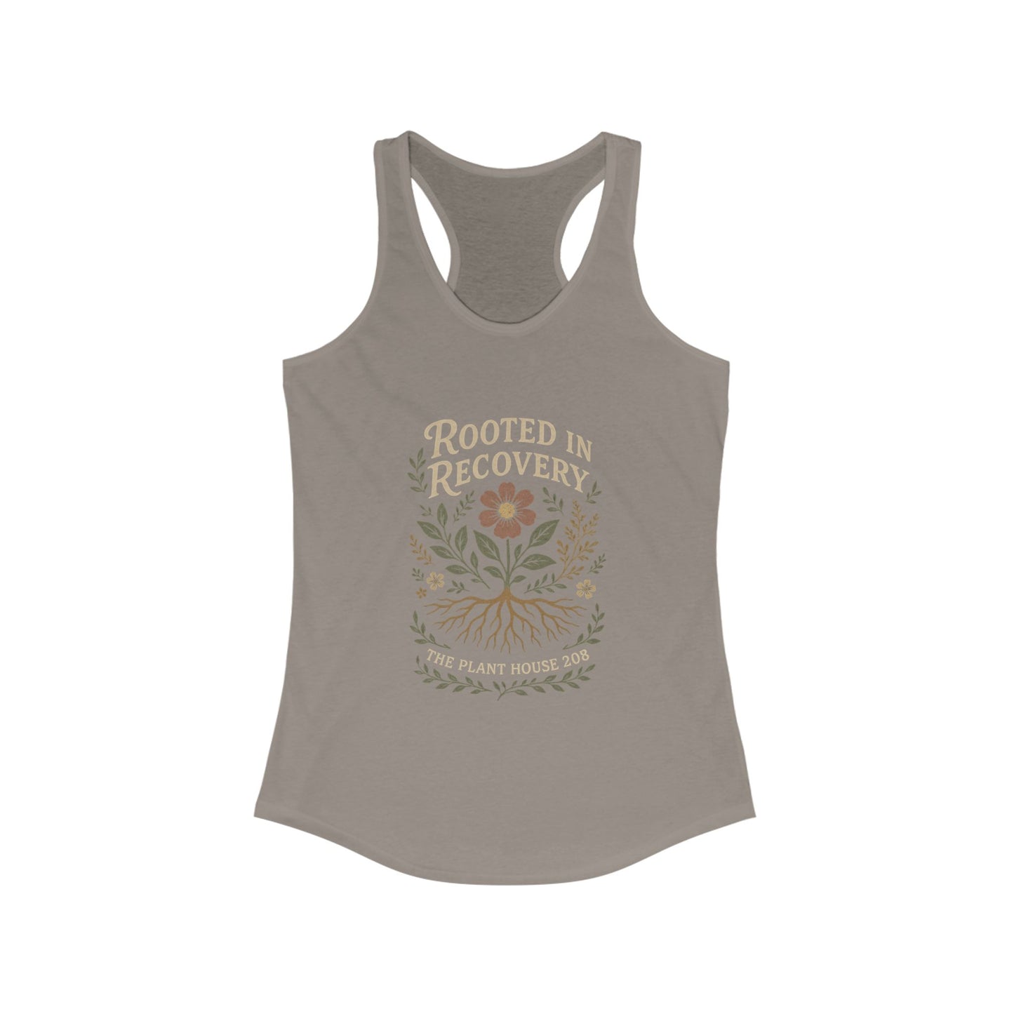 Rooted in Recovery Racerback Tank Top, Women's Fitness Top, Wellness Apparel, Motivational Workout Tank, Recovery Awareness Clothing
