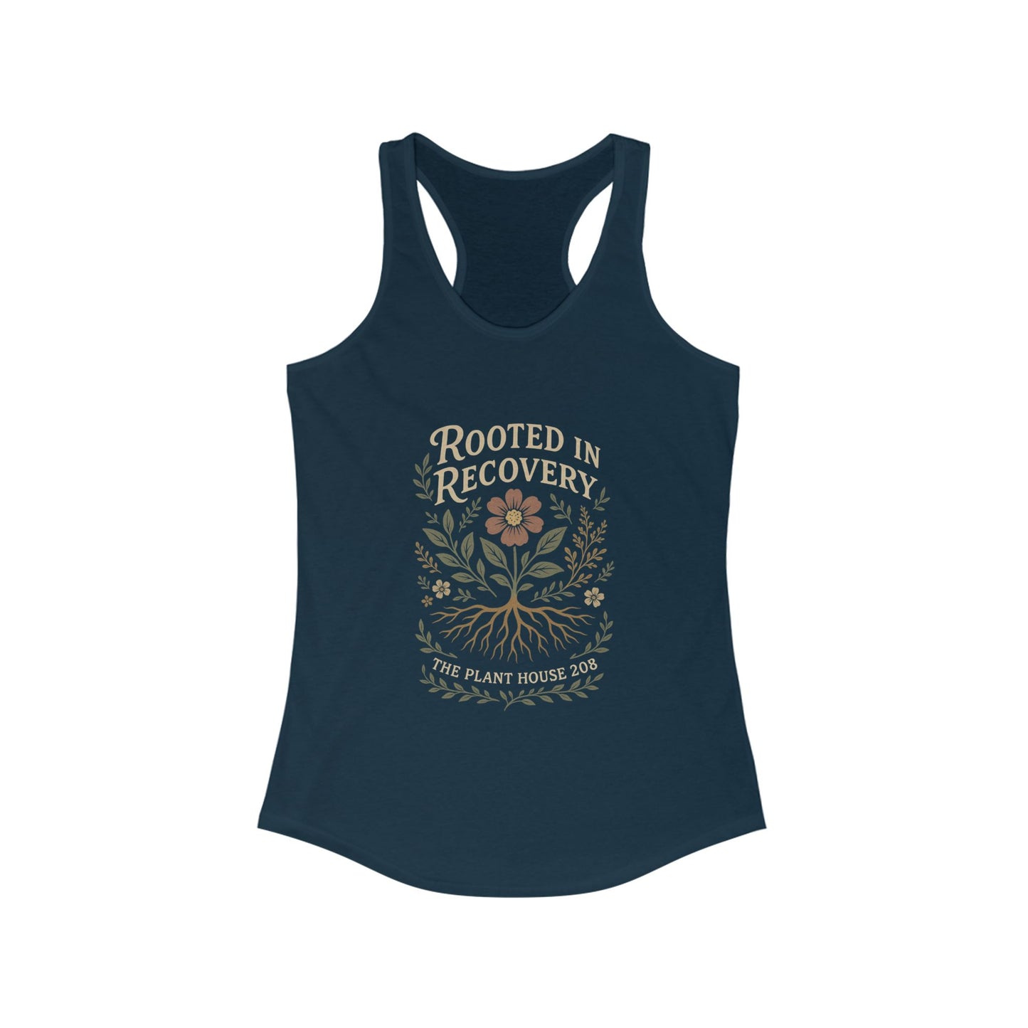 Rooted in Recovery Racerback Tank Top, Women's Fitness Top, Wellness Apparel, Motivational Workout Tank, Recovery Awareness Clothing