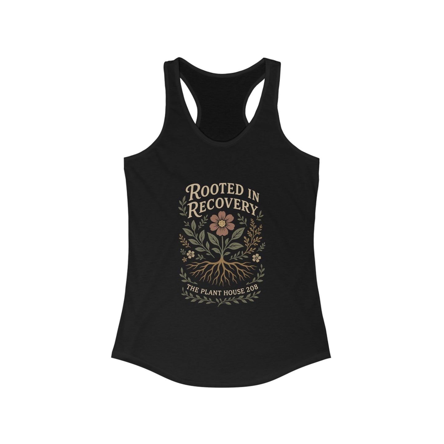 Rooted in Recovery Racerback Tank Top, Women's Fitness Top, Wellness Apparel, Motivational Workout Tank, Recovery Awareness Clothing