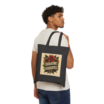 Rooted in Recovery Tote Bag, Inspirational Gift, Eco-Friendly Shopping Bag, Mental Health Awareness, Self-Care Accessory