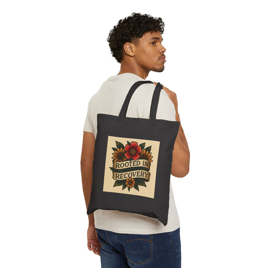 Rooted in Recovery Tote Bag, Inspirational Gift, Eco-Friendly Shopping Bag, Mental Health Awareness, Self-Care Accessory