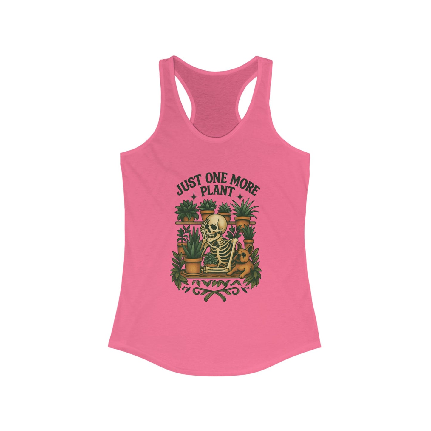 Just One More Plant Racerback Tank Top, Women's Fitness Top, Wellness Apparel, Motivational Workout Tank, Recovery Awareness Clothing