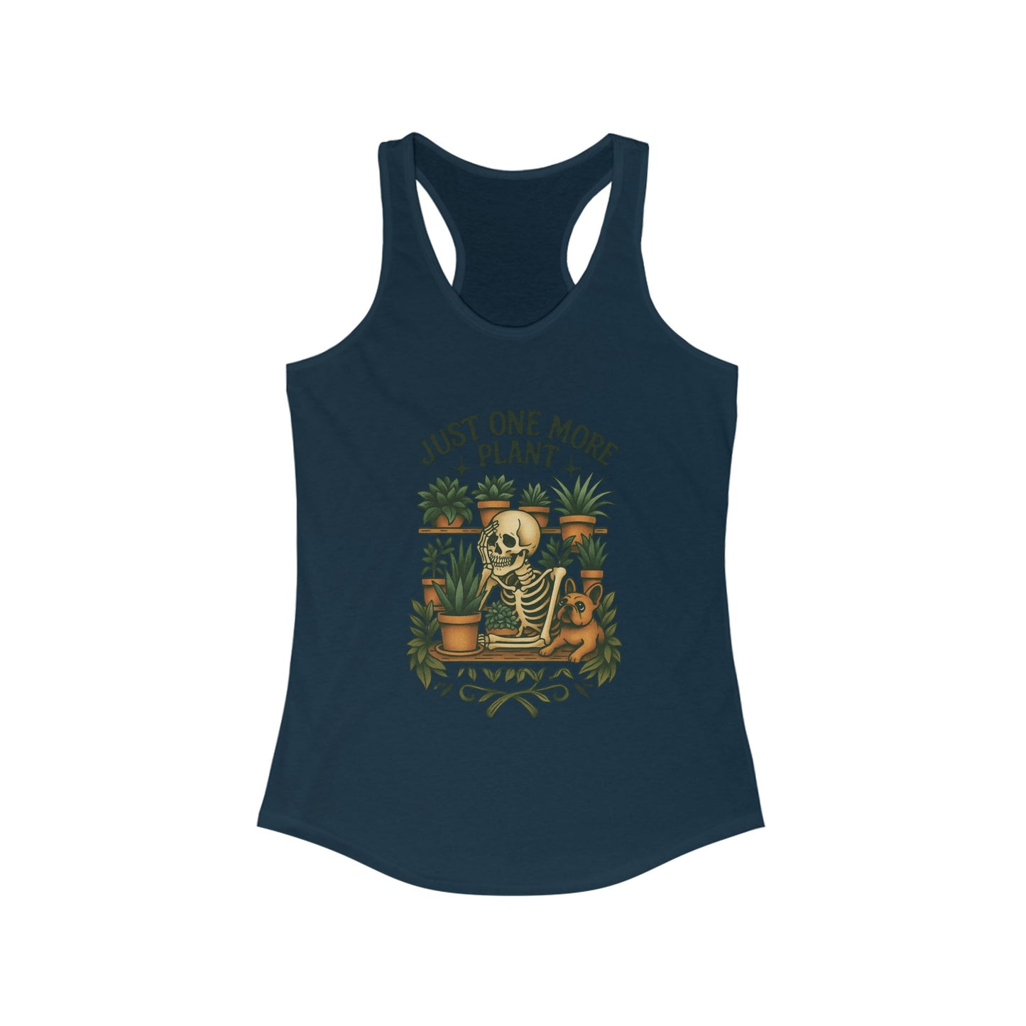 Just One More Plant Racerback Tank Top, Women's Fitness Top, Wellness Apparel, Motivational Workout Tank, Recovery Awareness Clothing