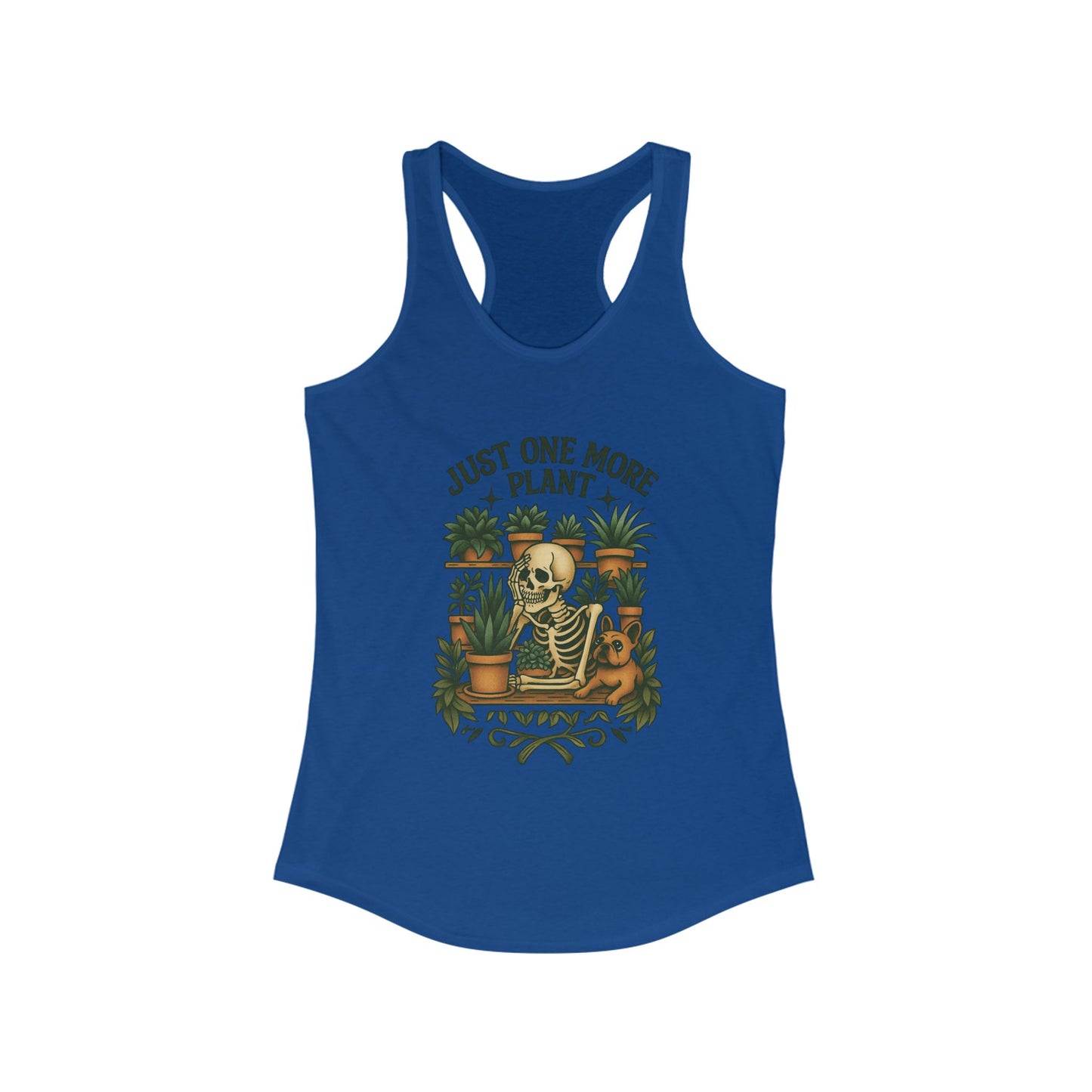 Just One More Plant Racerback Tank Top, Women's Fitness Top, Wellness Apparel, Motivational Workout Tank, Recovery Awareness Clothing