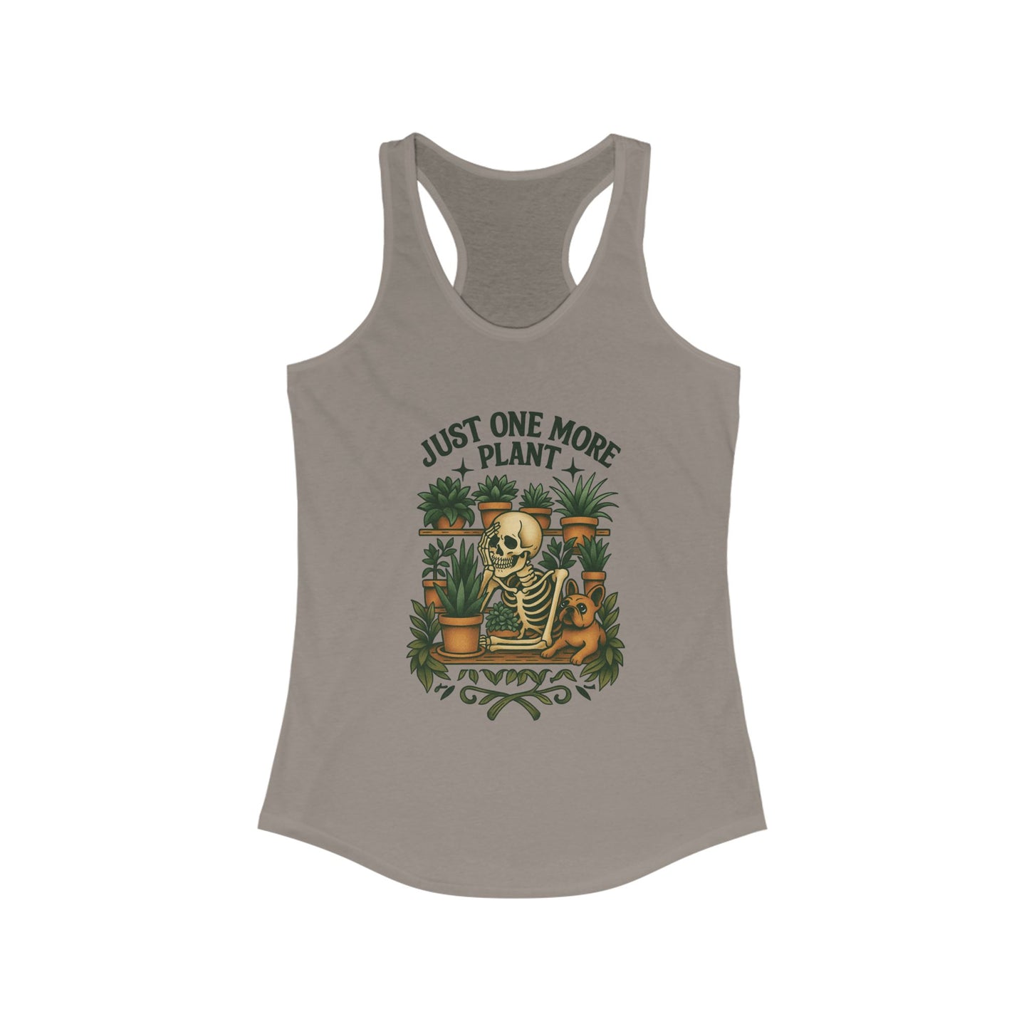 Just One More Plant Racerback Tank Top, Women's Fitness Top, Wellness Apparel, Motivational Workout Tank, Recovery Awareness Clothing