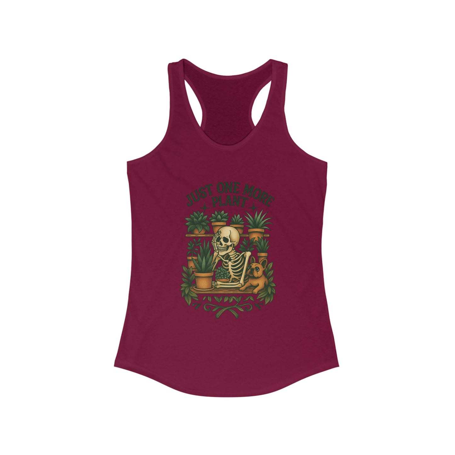 Just One More Plant Racerback Tank Top, Women's Fitness Top, Wellness Apparel, Motivational Workout Tank, Recovery Awareness Clothing