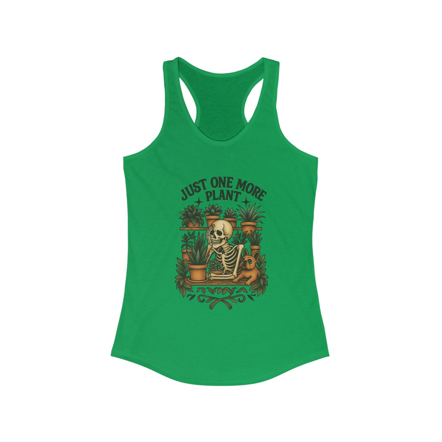 Just One More Plant Racerback Tank Top, Women's Fitness Top, Wellness Apparel, Motivational Workout Tank, Recovery Awareness Clothing