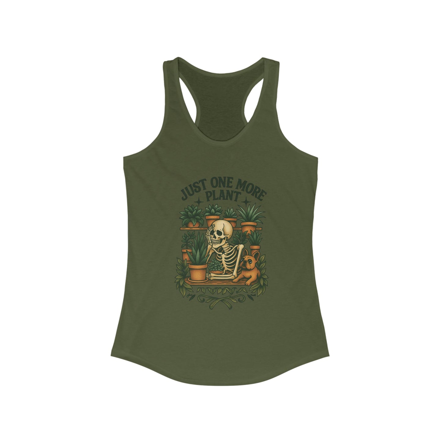 Just One More Plant Racerback Tank Top, Women's Fitness Top, Wellness Apparel, Motivational Workout Tank, Recovery Awareness Clothing