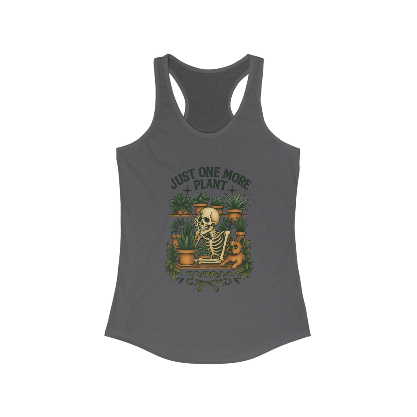 Just One More Plant Racerback Tank Top, Women's Fitness Top, Wellness Apparel, Motivational Workout Tank, Recovery Awareness Clothing