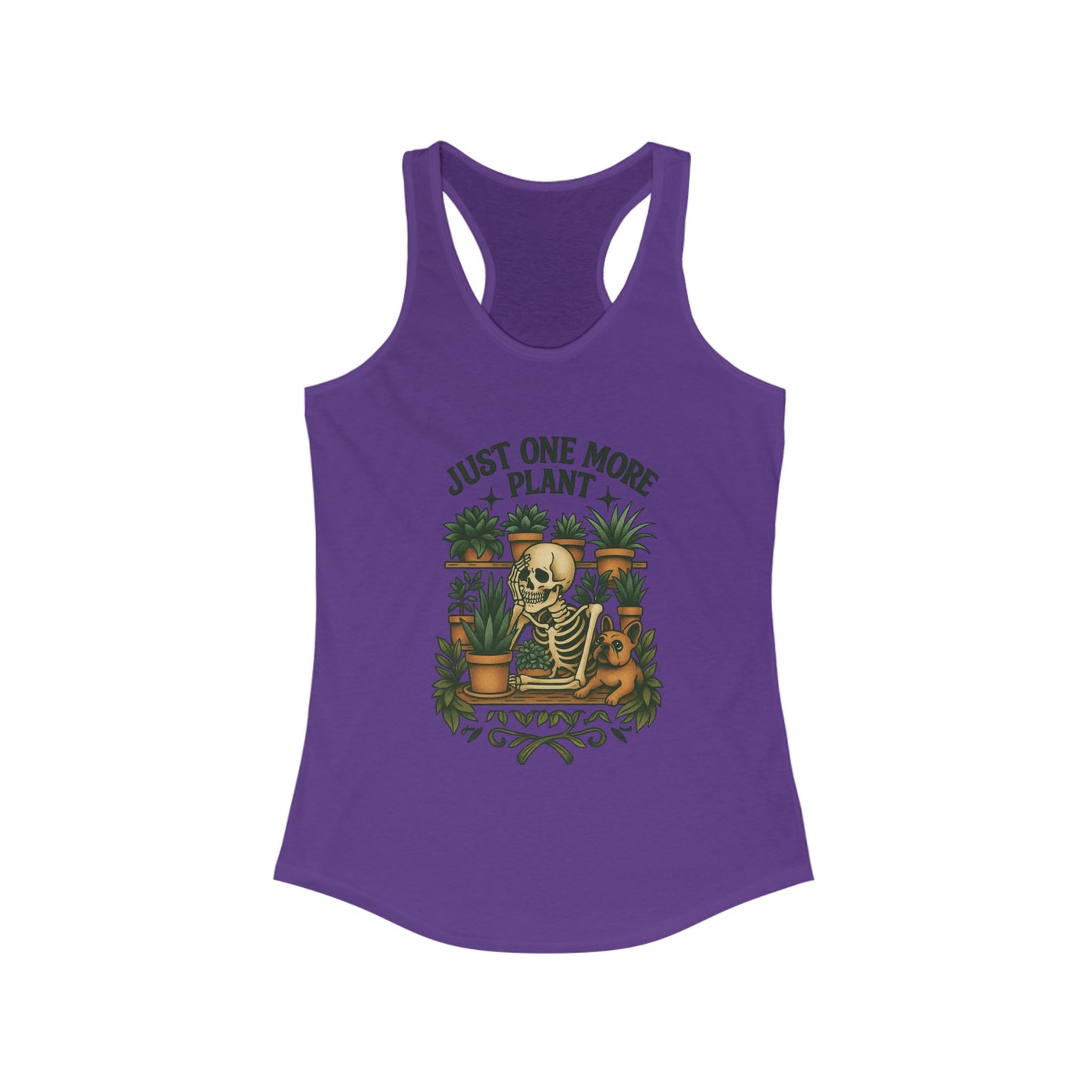 Just One More Plant Racerback Tank Top, Women's Fitness Top, Wellness Apparel, Motivational Workout Tank, Recovery Awareness Clothing