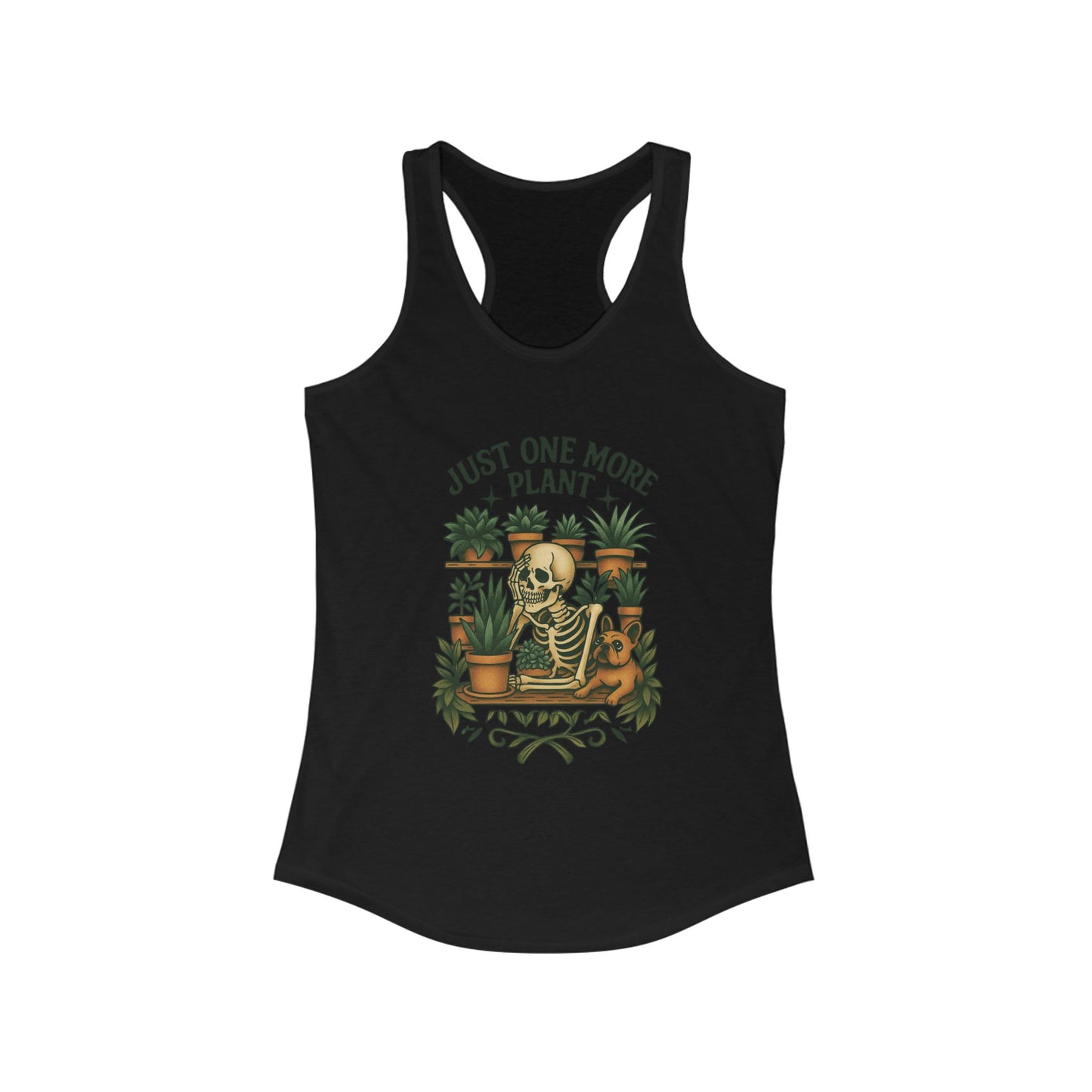 Just One More Plant Racerback Tank Top, Women's Fitness Top, Wellness Apparel, Motivational Workout Tank, Recovery Awareness Clothing