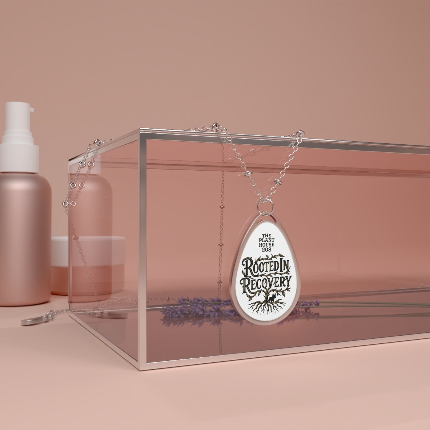Rooted in Recovery Oval Necklace | Meaningful Jewelry | Inspirational Gift | Recovery Support | Healing Accessory | Gift for Friend