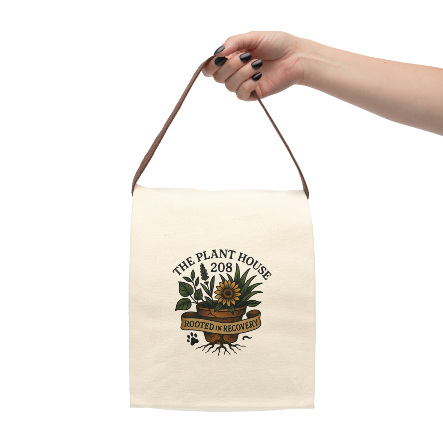 Eco-Friendly Canvas Lunch Bag, Personalized Lunch Tote, Reusable Lunch Bag, Plant Lover Gift, Stylish Food Carrier