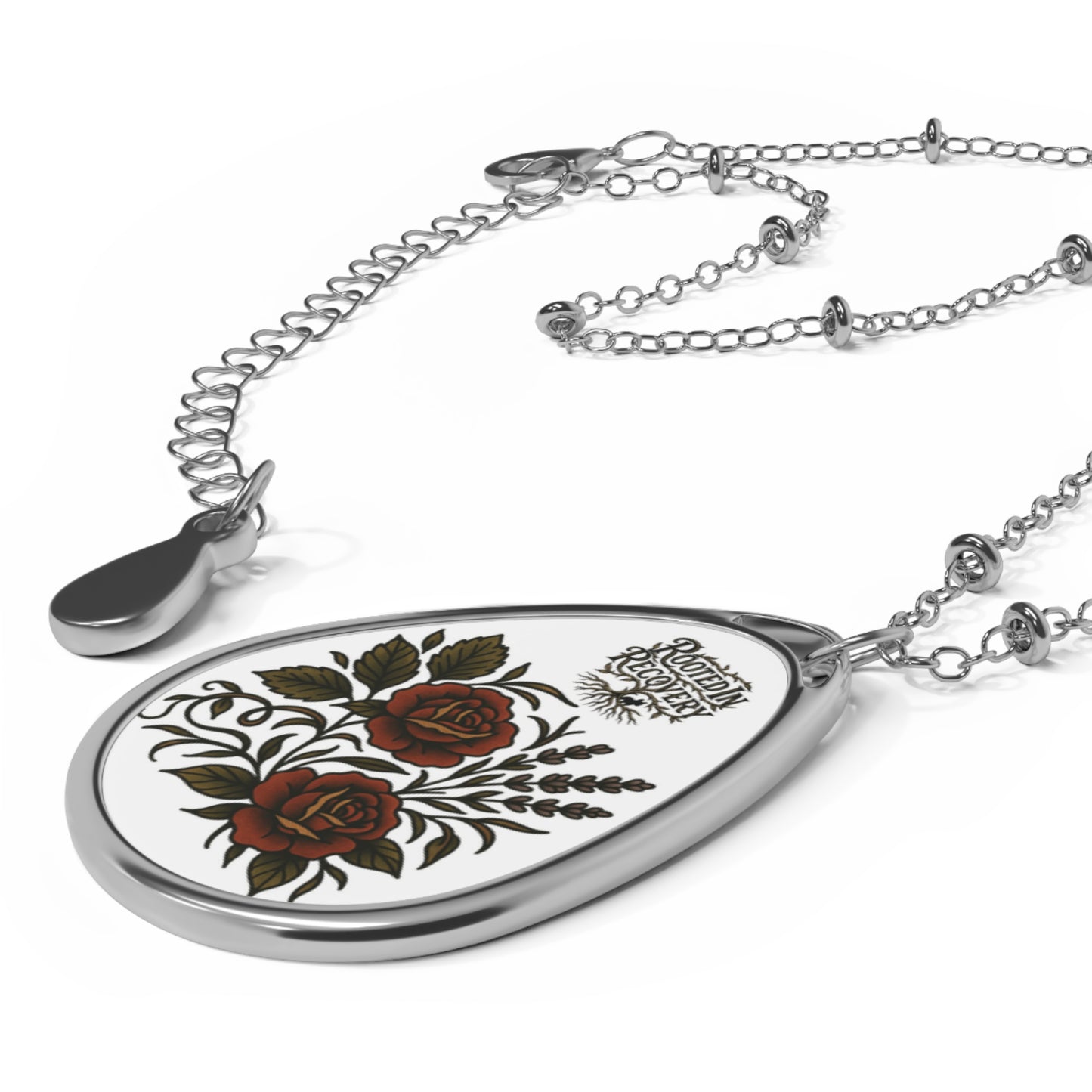 Rooted in Recovery Oval Necklace | Meaningful Jewelry | Inspirational Gift | Recovery Support | Healing Accessory | Gift for Friend