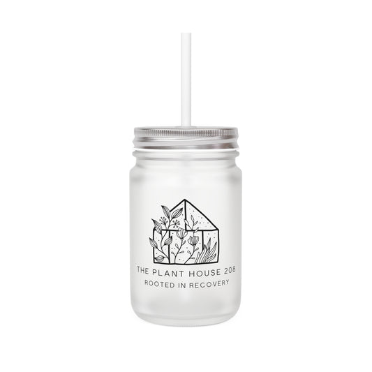 The Plant House 208 Logo Mason Jar with Straw