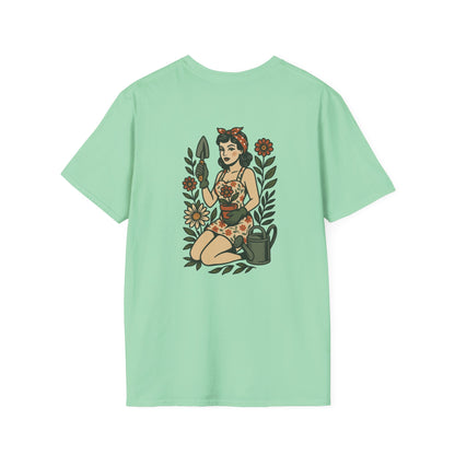Gardener Pin-up  Unisex T-Shirt, Plant Lover Gift, Gardening Tee, Farm Life Apparel, Outdoor Activities Wear
