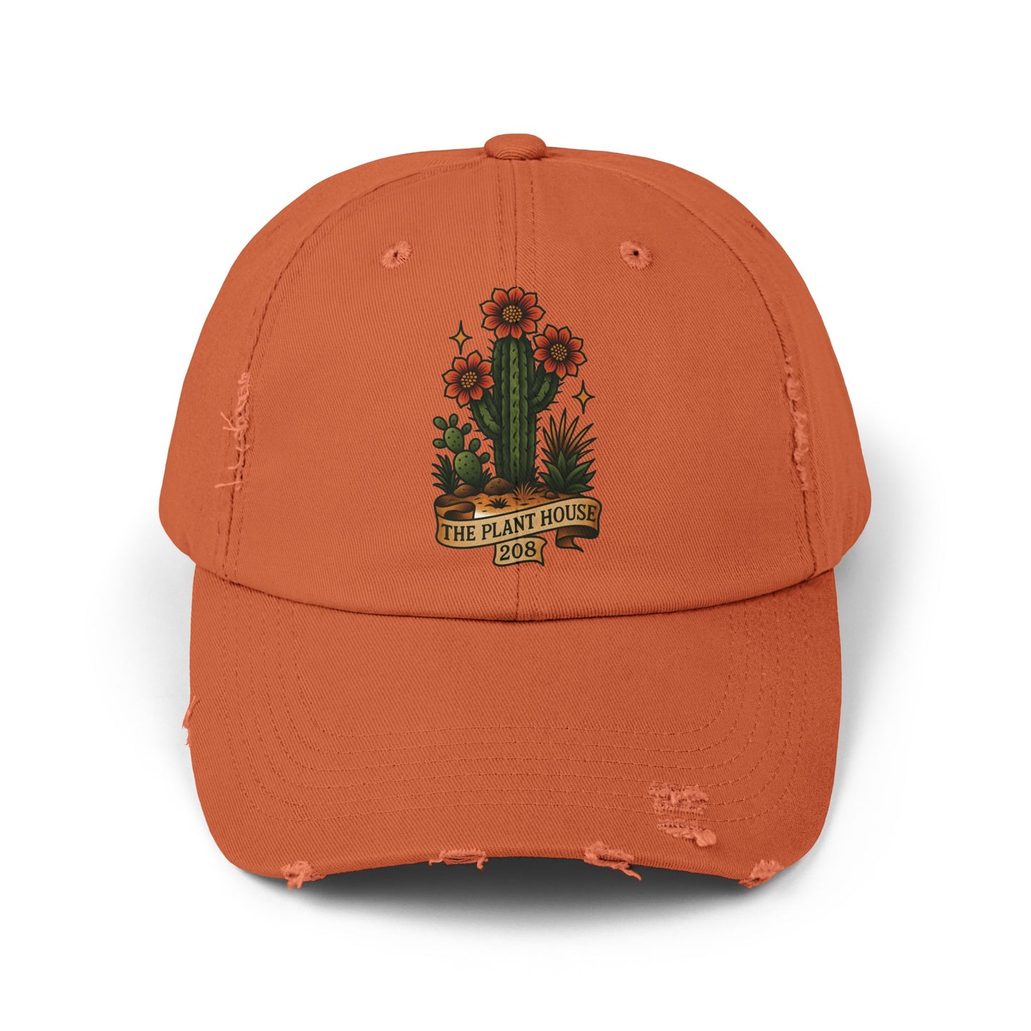 The Plant House 208  Distressed Cap with Cacti Design