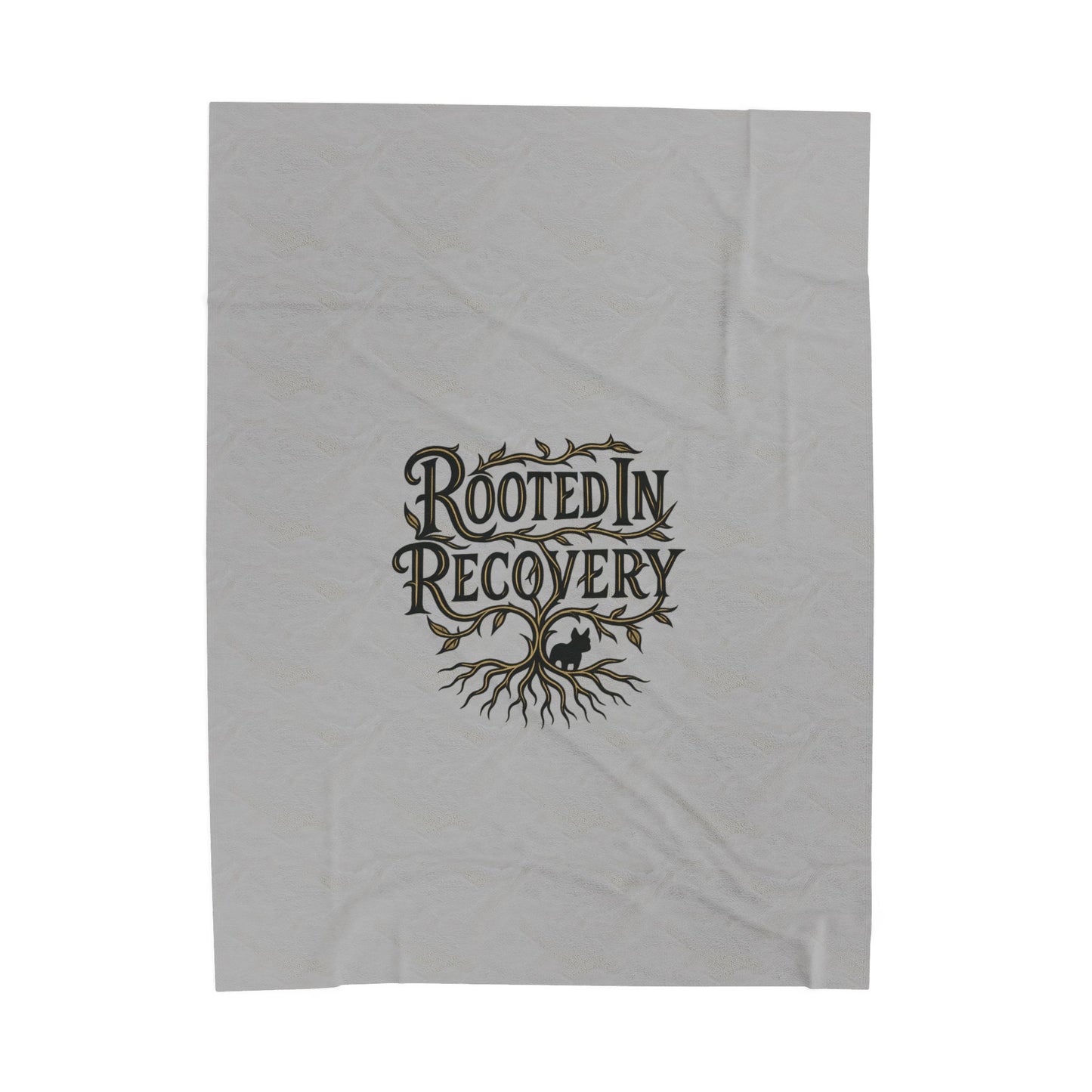 Rooted in Recovery Velveteen Plush Blanket, Cozy Throw for Mindfulness, Self-Care Gift, Recovery Decor, Home Comfort