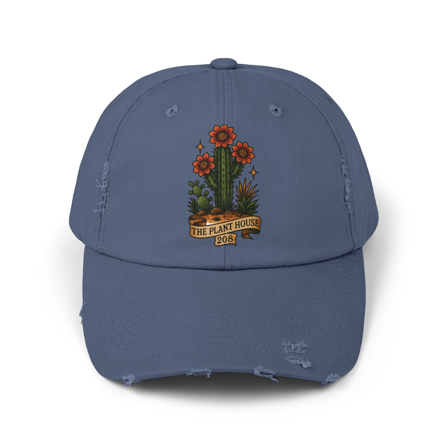 The Plant House 208  Distressed Cap with Cacti Design