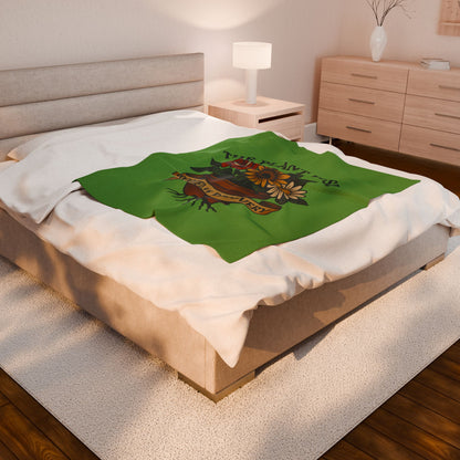 Rooted in Recovery Velveteen Plush Blanket, Cozy Throw for Mindfulness, Self-Care Gift, Recovery Decor, Home Comfort