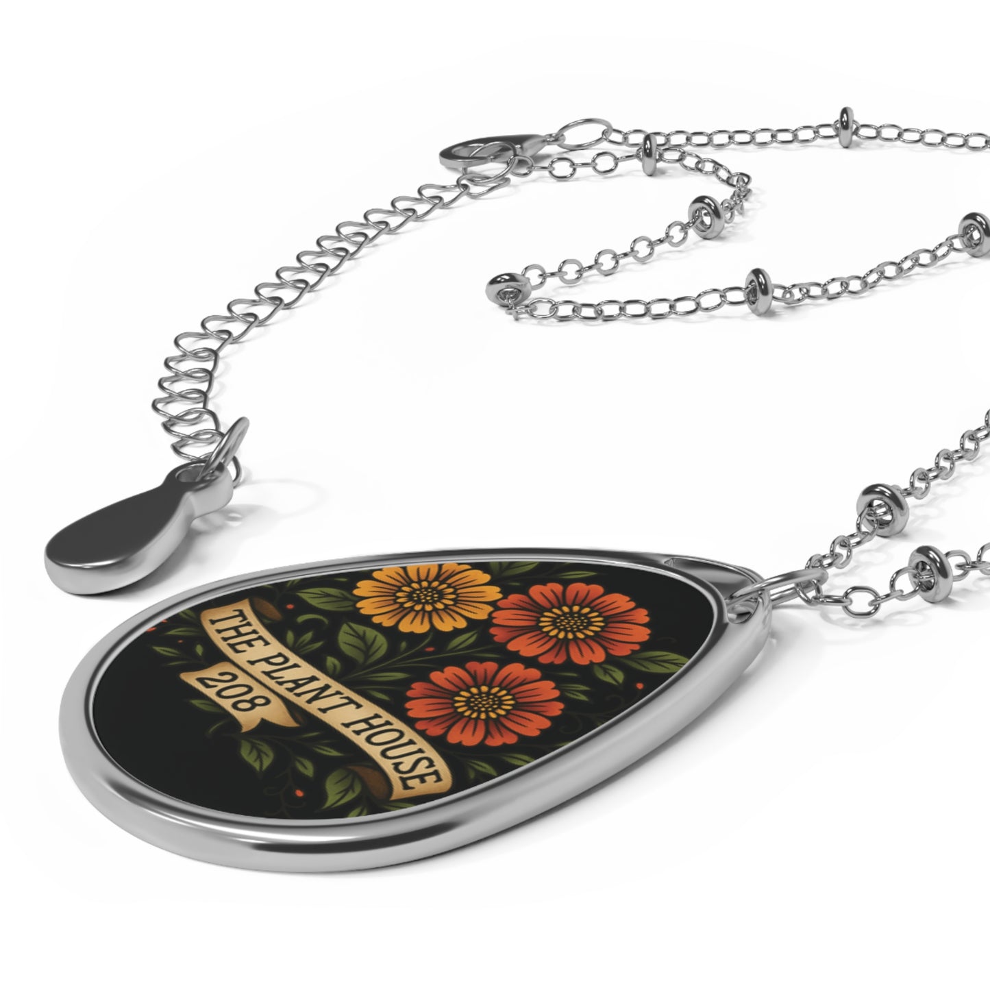 The Plant House 208 Floral Oval Necklace | Meaningful Jewelry | Inspirational Gift | Recovery Support | Healing Accessory | Gift for Friend