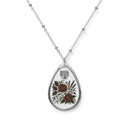 Rooted in Recovery Oval Necklace | Meaningful Jewelry | Inspirational Gift | Recovery Support | Healing Accessory | Gift for Friend