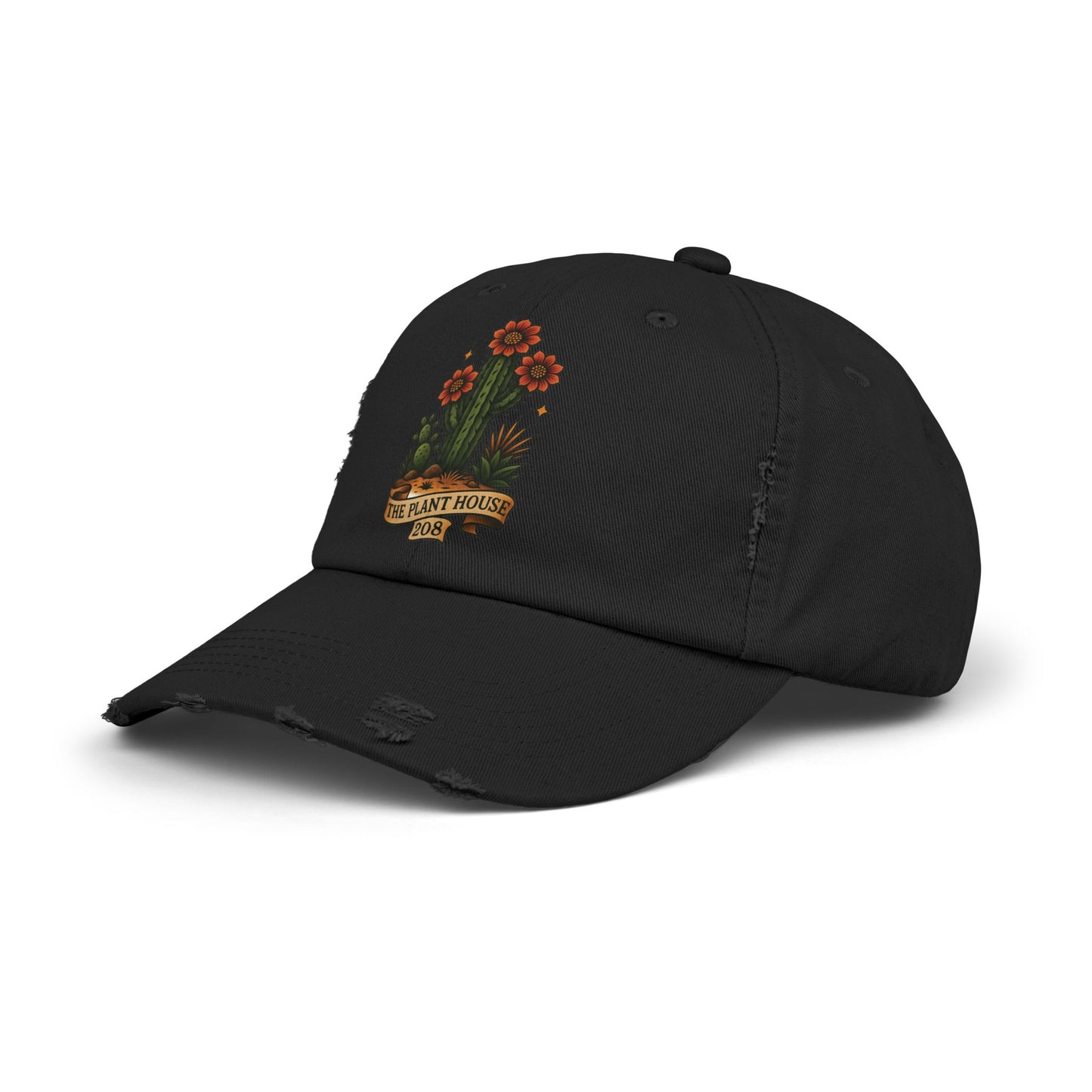 The Plant House 208  Distressed Cap with Cacti Design