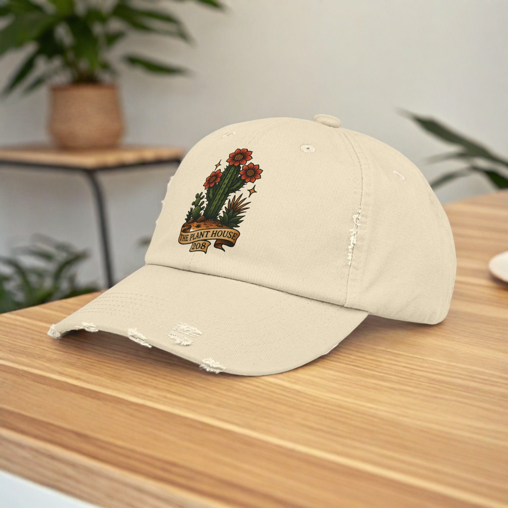 The Plant House 208  Distressed Cap with Cacti Design